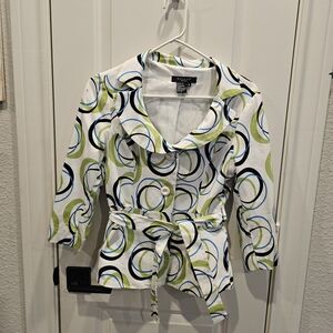 Sandro White and Green Patterned Blazer